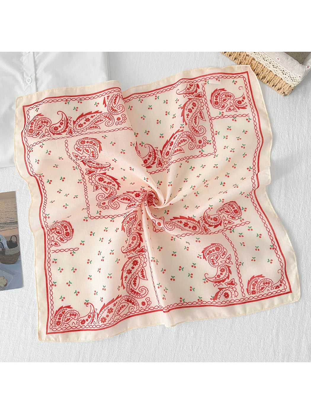 Scarvii Paisley Cherry Square Scarf