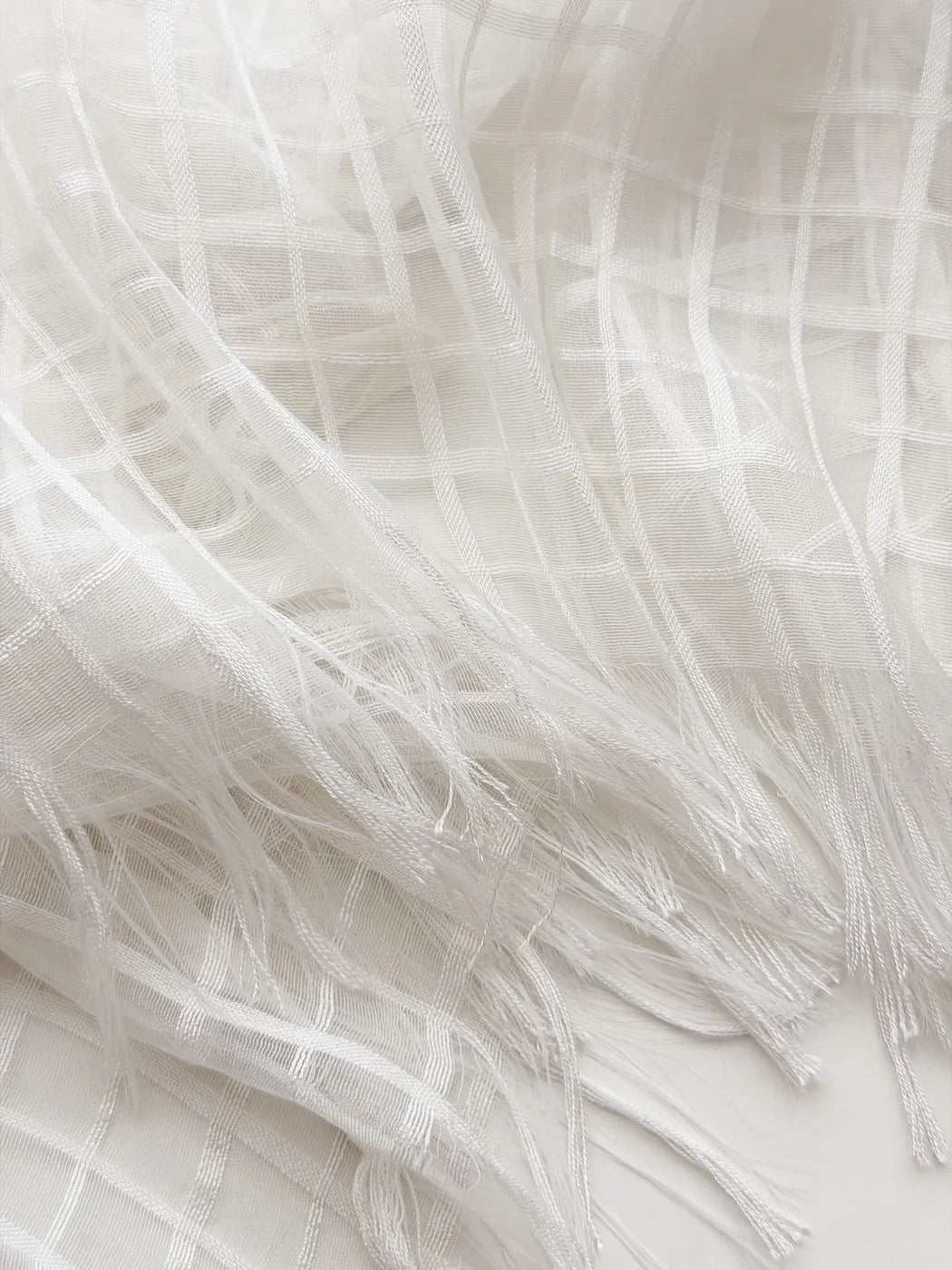 Scarvii - Sheer Open-Weave Fringed Scarf