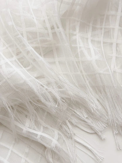 Scarvii - Sheer Open-Weave Fringed Scarf