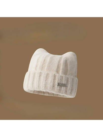 Haila - Soft Ribbed Cat Ear Knit Beanie