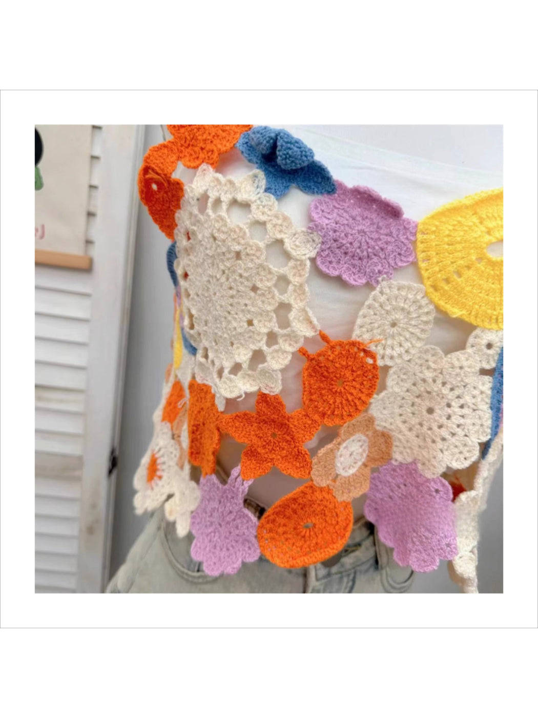 Crosa - Multicolor Crochet Flower Top Sweater