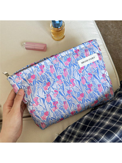 Cosbai - Floral Pattern Cosmetic Organizer Bag