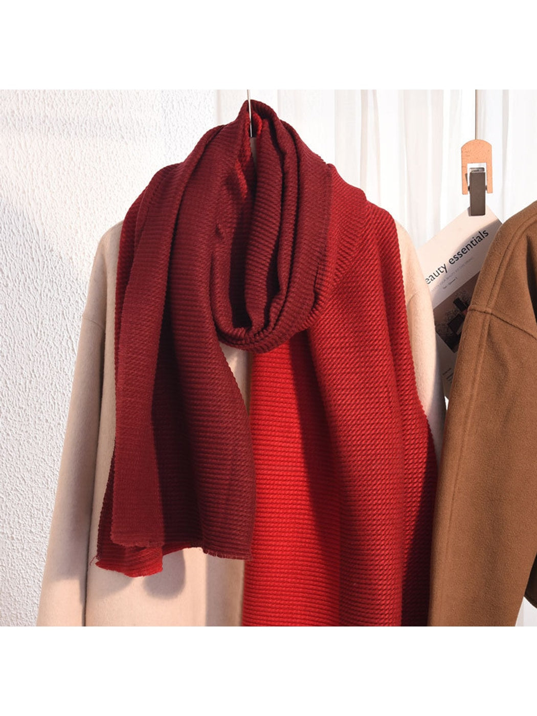 Scarvii - Pleated Colorblock Fringed Winter Scarf