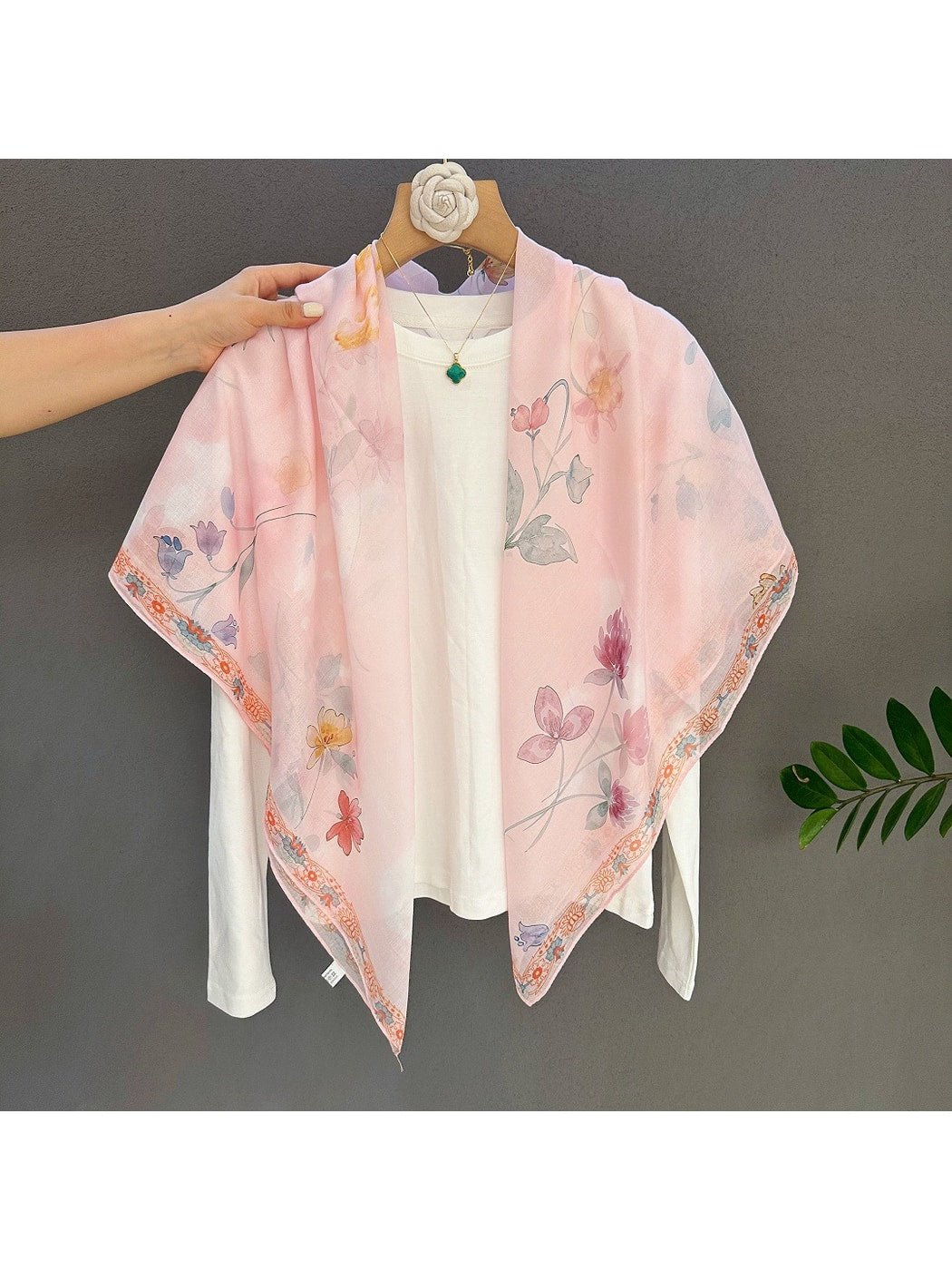 Scarvii - Pastel Pink Blossom Square Scarf