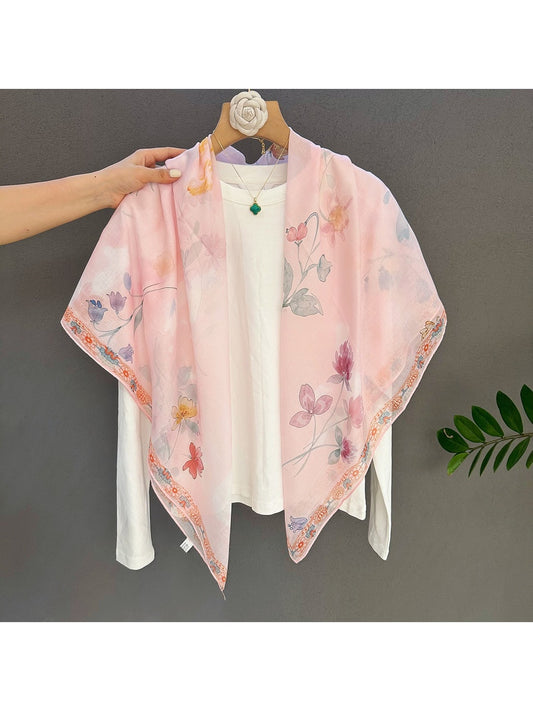 Scarvii - Pastel Pink Blossom Square Scarf