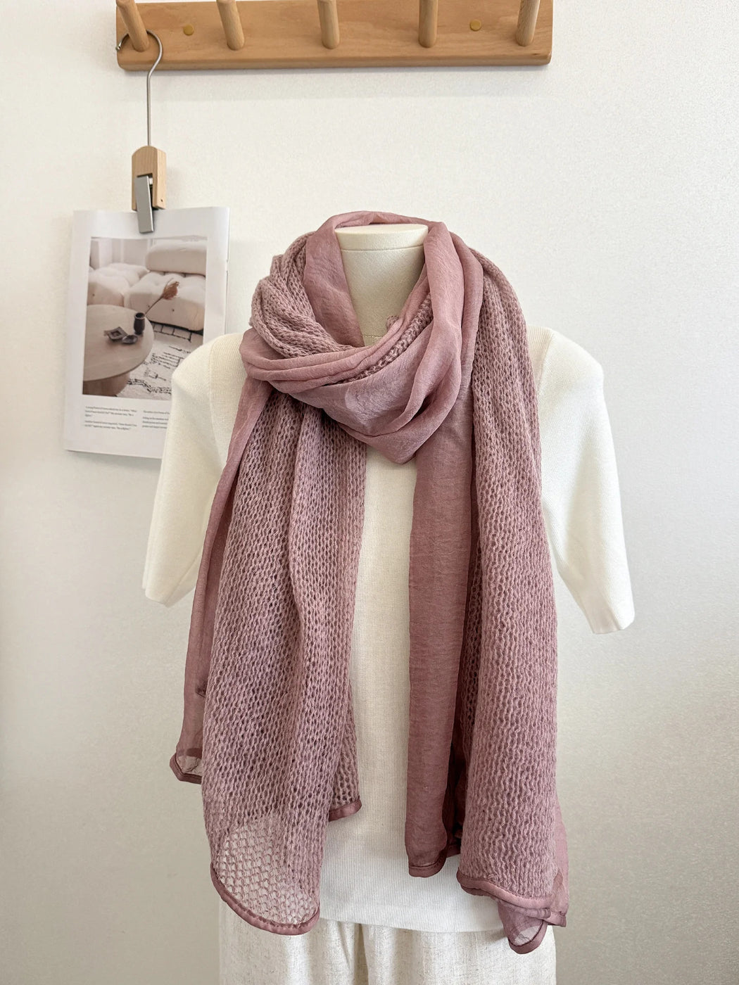 Scarvii - Airy Knit Panel Lightweight Scarf