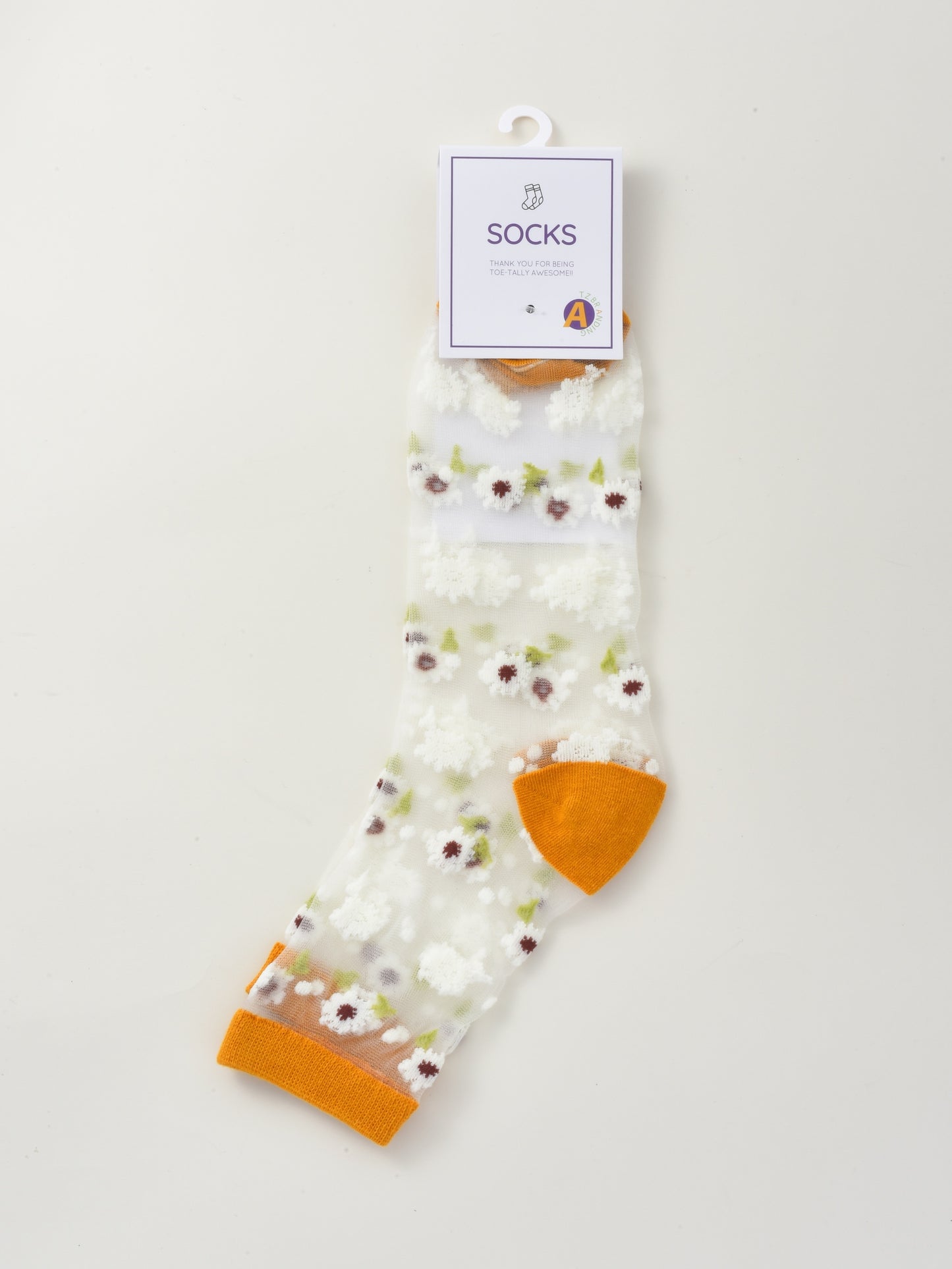Rufia - Soft Floral Mesh Sheer Crew Socks
