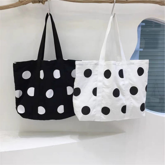 Cosbai Bold Dot Print shopper tote bag with black and white polka dot pattern