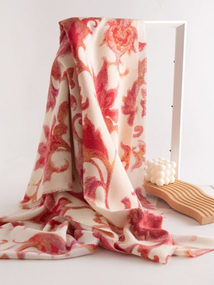 Scarvii - Red Flower Print Scarf & Shawl
