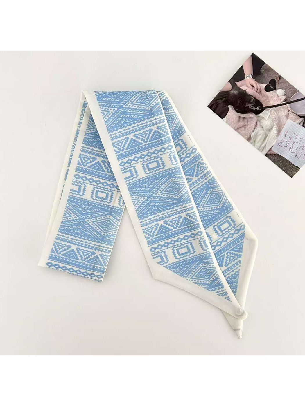 Scarvii Geometric Weave Pattern Skinny Scarf