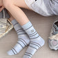 Rufia - Stripe Mid-Calf Capsule Sock with Puppy Patterns