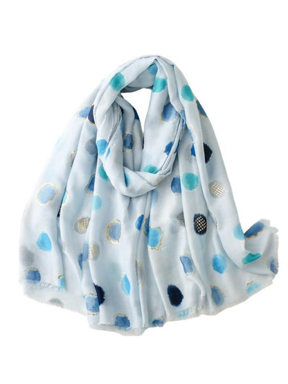 Scarvii - Light Airy Colorful Polka Dot Oversized Scarf