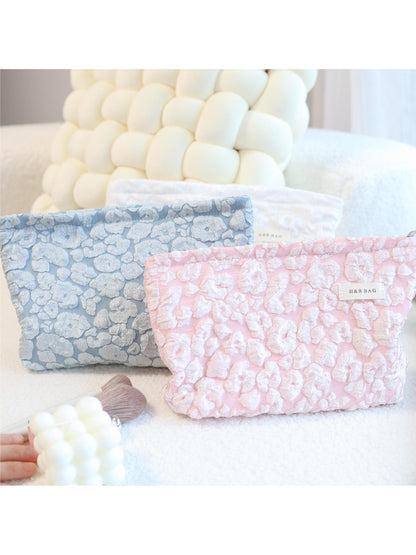 Cosbai - Embossed Cloud Floral Print Makeup Bag