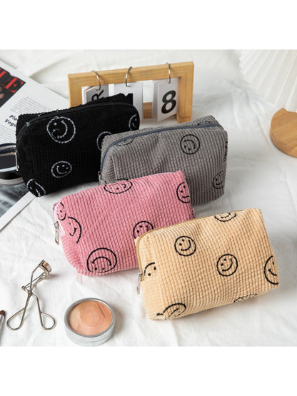 Cosbai - Smiley Print Cosmetic Organizer Bag