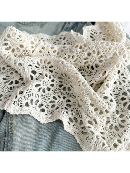 Scarvii - Openwork Floral Triangle Scarf