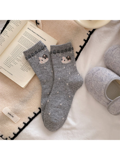 Rufia - Cute Cat Pattern Cozy Crew Socks