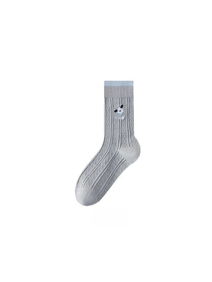 Rufia - Cute Animal Embroidery Crew Socks