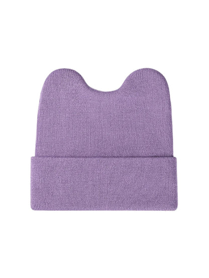 Haila - Rounded Ear Cuffed Knit Beanie