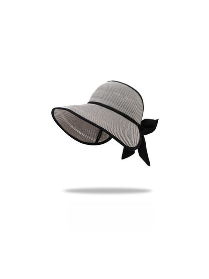 Haila - Open Top Bow Accent Wide Brim Visor Cap