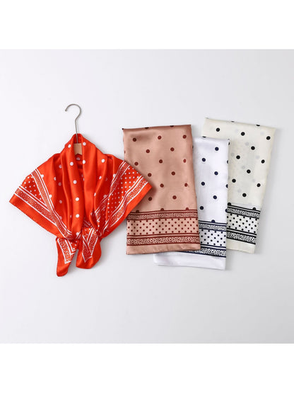 Scarvii - Warm Tones Polka Dot Printed Square Scarf