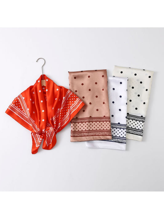 Scarvii - Warm Tones Polka Dot Printed Square Scarf