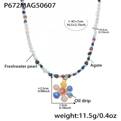 Bauai - Colorful Flat Bead Pendant Necklace - Elegant & Charming