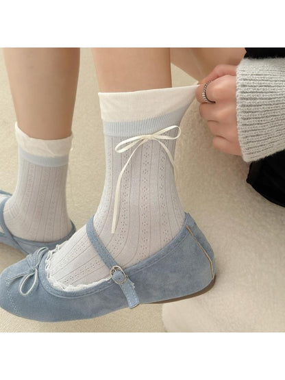 Rufia - Sweet Bow Detail Openwork Crew Socks