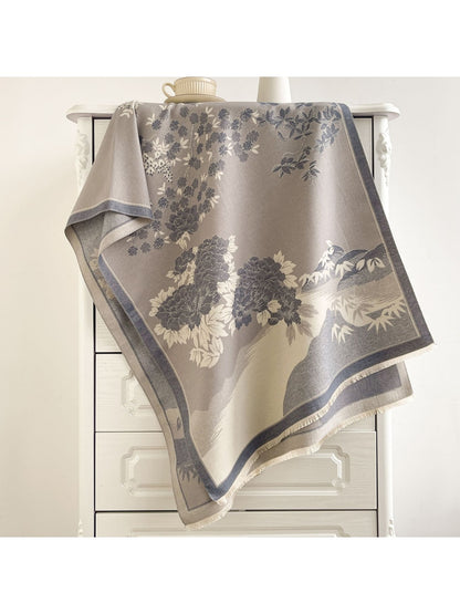 Scarvii - Landscape Floral Fringed Shawl