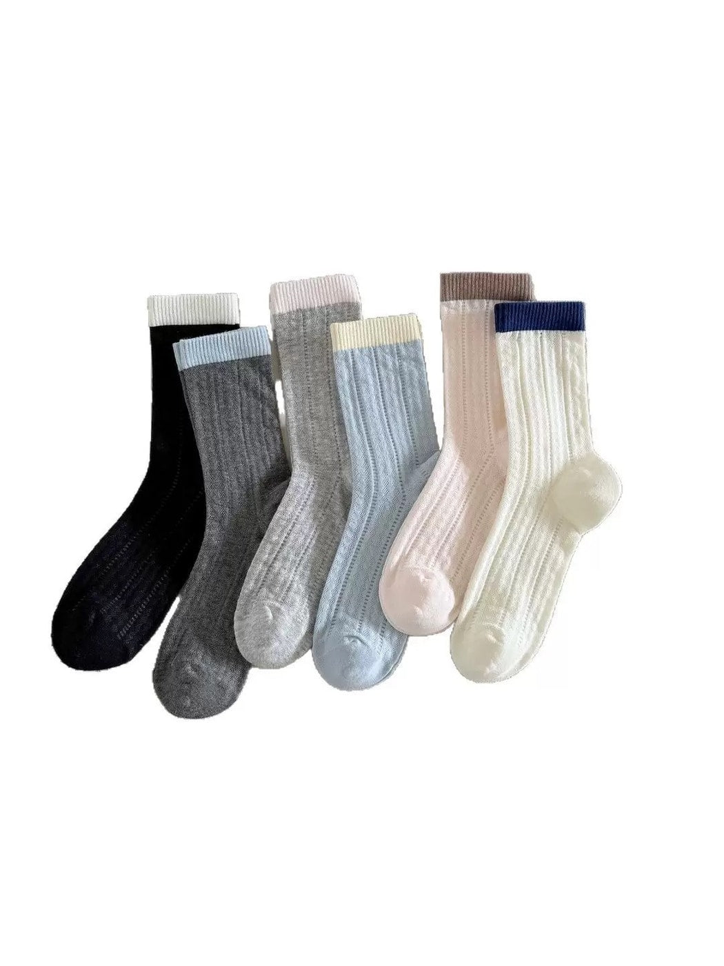 Rufia - Color Block Mesh Detail Women's Crew Socks