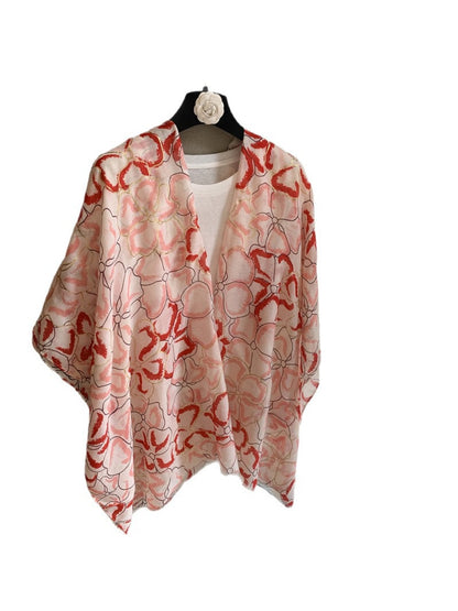 Scarvii - Elegant Floral Print Rectangle Scarf
