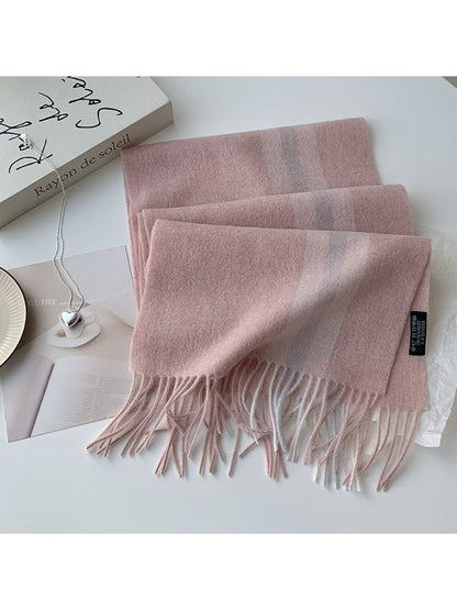Scarvii - Soft Light Checked Fringe Scarf
