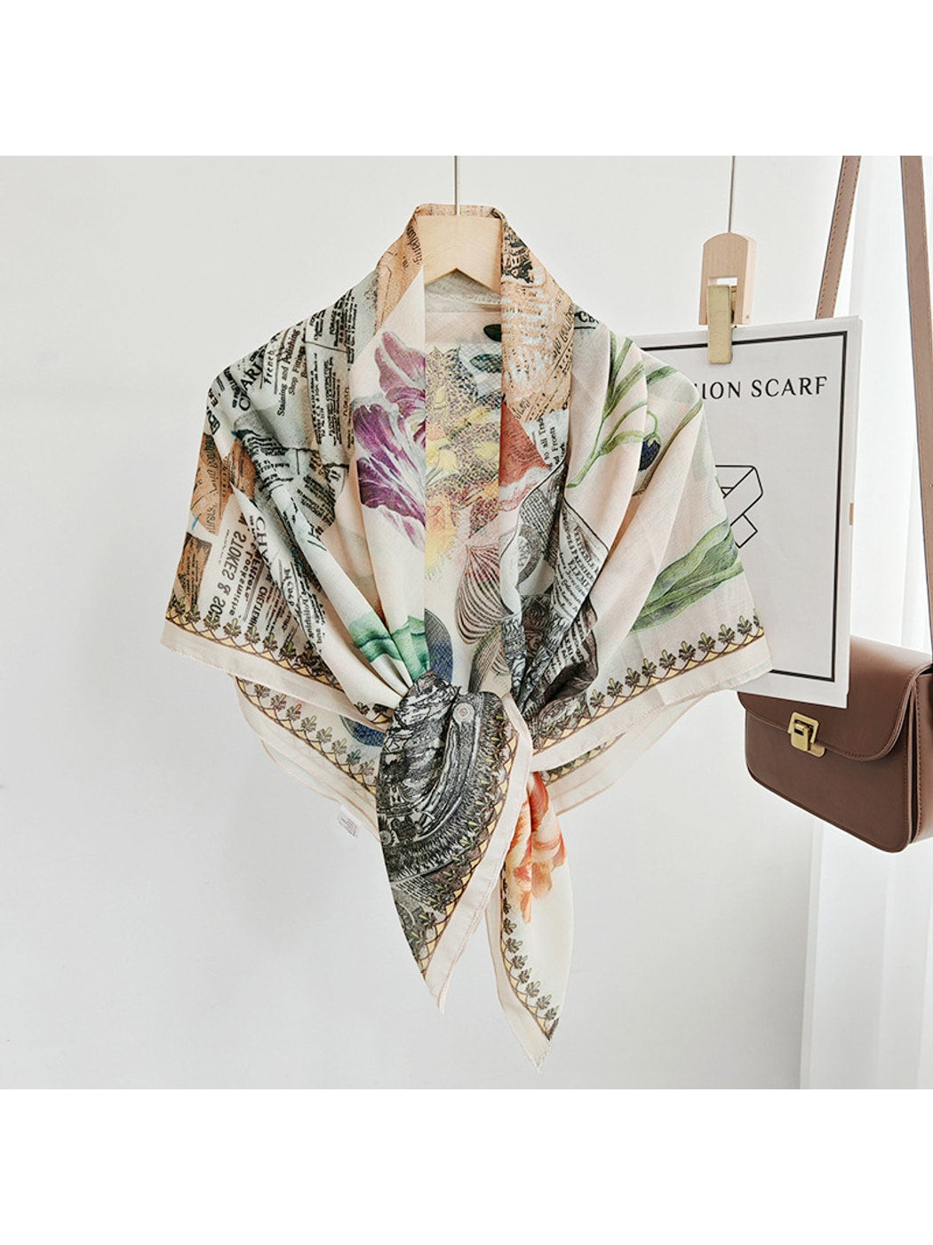 Scarvii - Botanical Patchwork Print Fashion Square Scarf