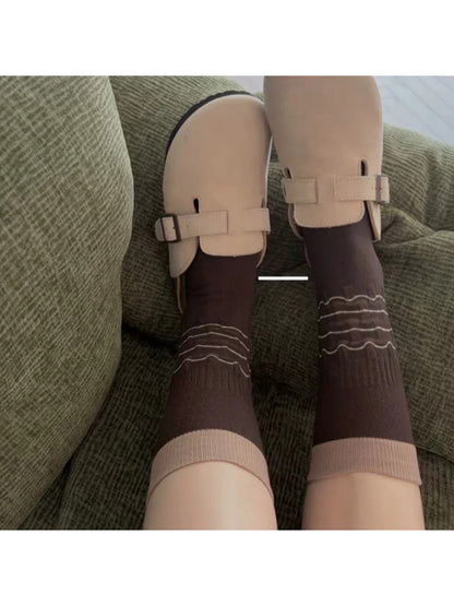 Rufia Checkered Crew Socks with Black Cuff