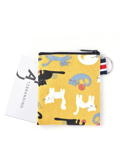 Cosbai - Canvas Cat Pattern Coin Purse