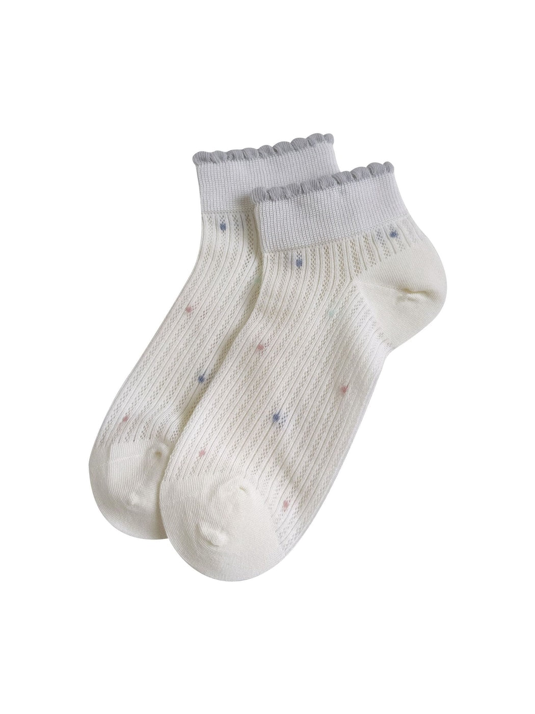 Rufia - Ribbed Dot Trim Women's Ankle Socks