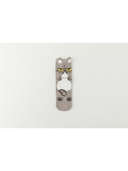 Rufia - Playful Kitty Faces Crew Socks