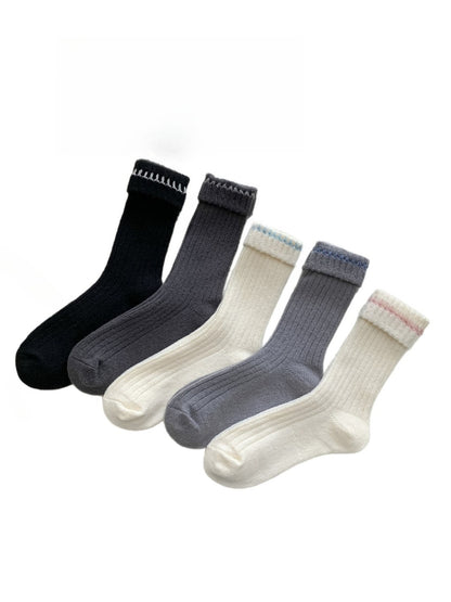 Rufia – Cozy Thick Mid-Calf Socks with Contrast Trim