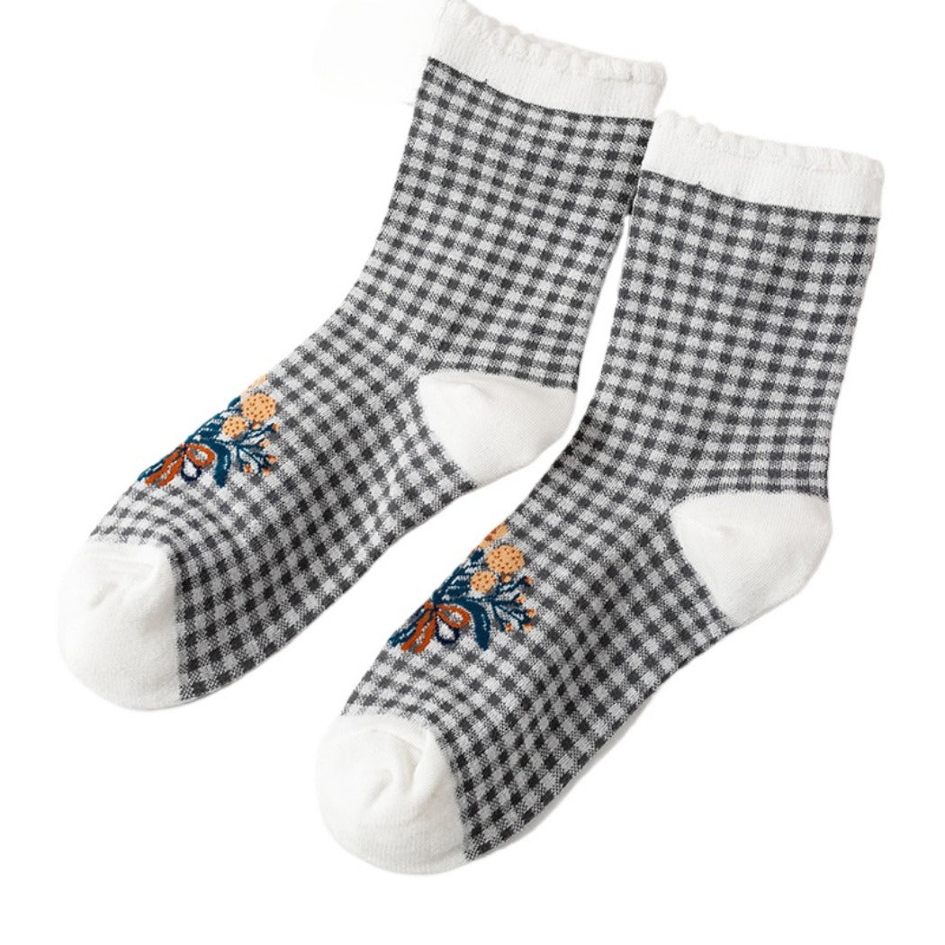 Rufia - Women's Vintage Mid-Calf Quarter Socks - Classsic & Delicate