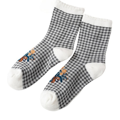 Rufia - Women's Vintage Mid-Calf Quarter Socks - Classsic & Delicate