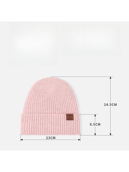 Haila - Solid Color Round Crown Knit Women's Beanie