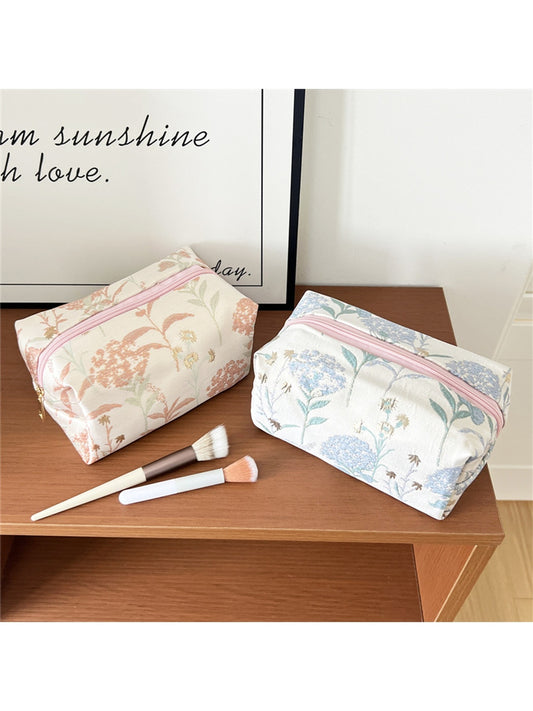 Cosbai - Floral Embroidery Cosmetic Organizer Bag