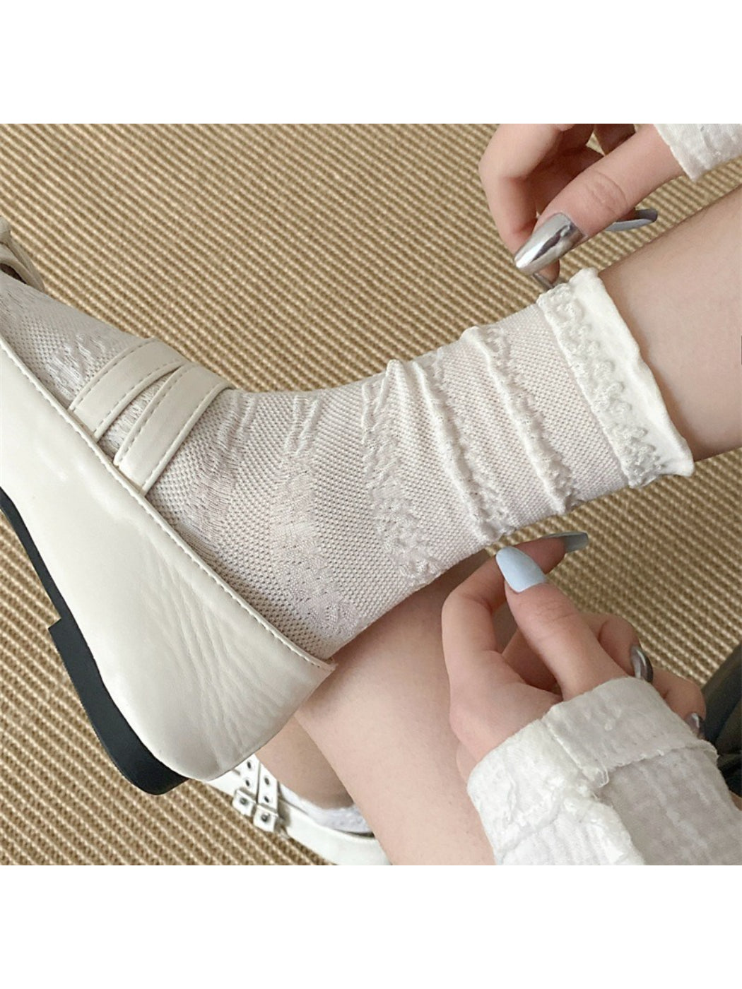 Rufia - Soft Textured Knit Crew Socks