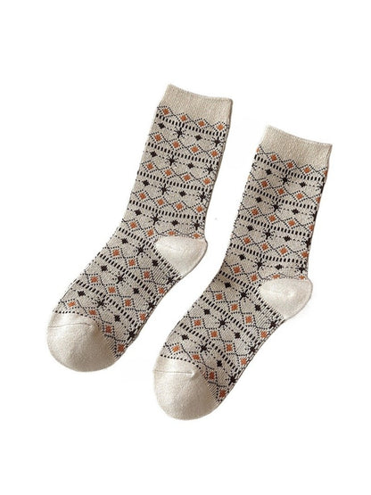 Rufia - Retro Warm Mid-Calf Socks for Women