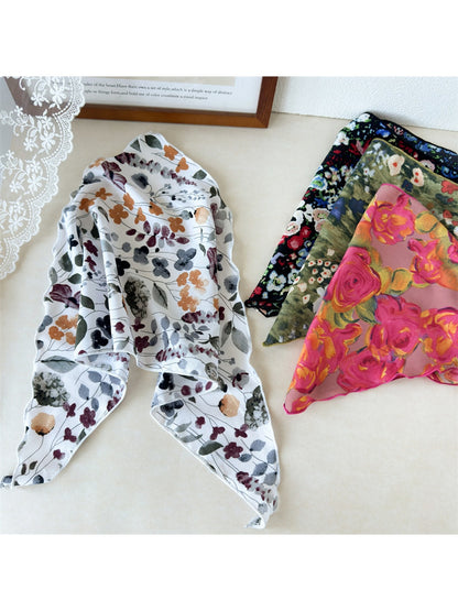 Scarvii - Retro Floral Triangle Head Wrap Bandana
