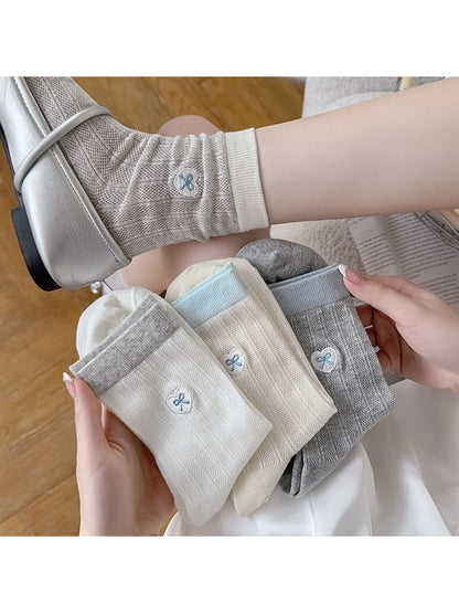 Rufia - Soft Ribbed Bow Accent Crew Socks product image 2