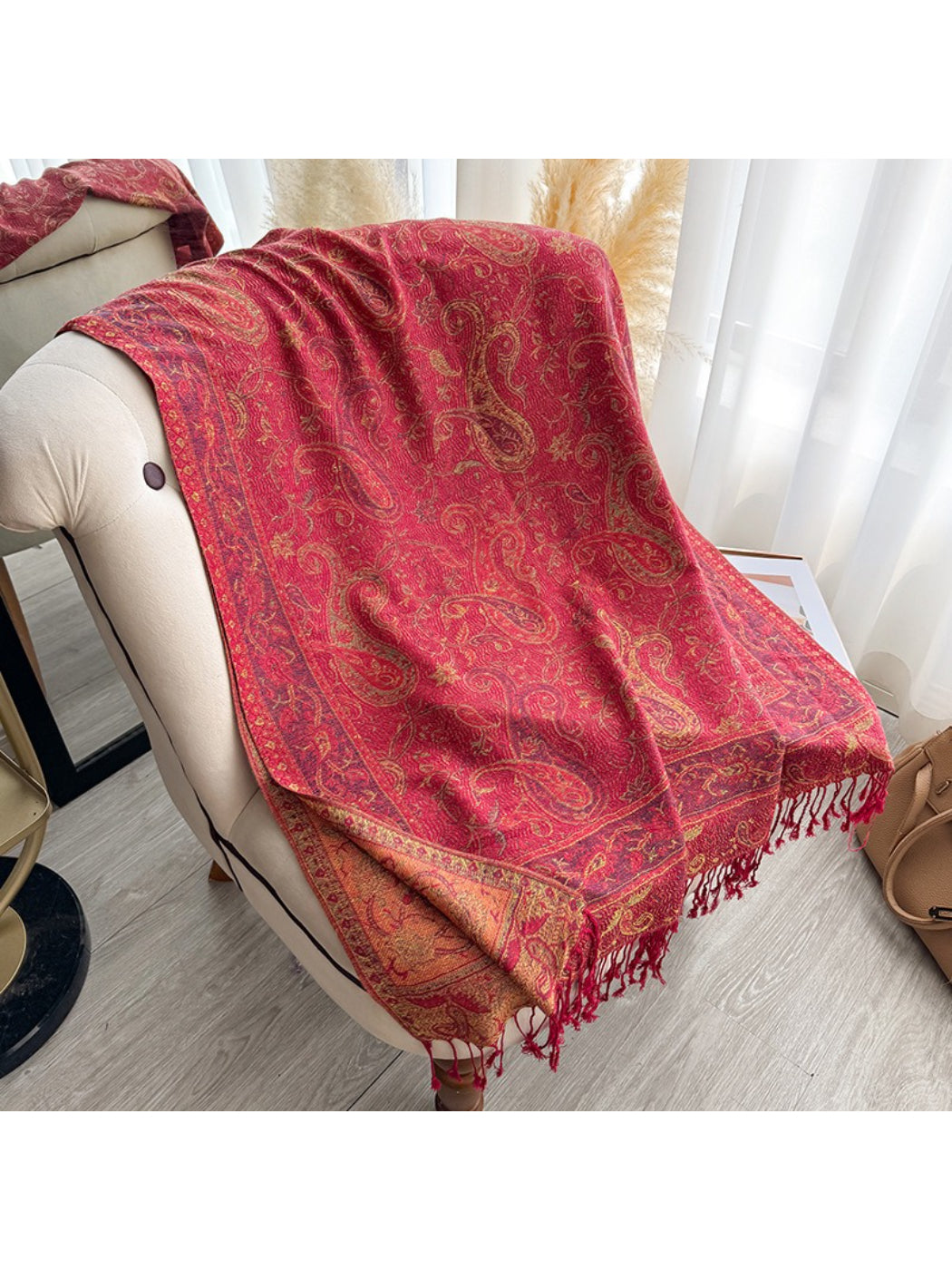 Scarvii - Classic Paisley Wrap Fringe Scarf