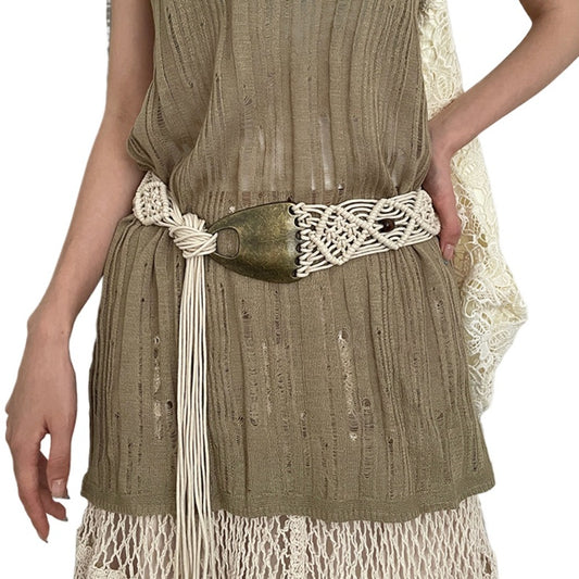 Beco - Distressed Metal Woven Belt - Boho & Viantage