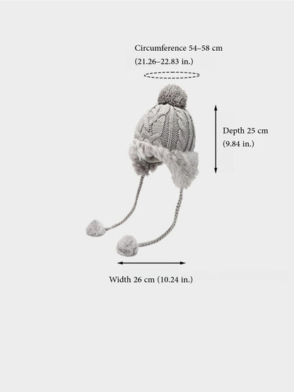 Haila – Winter Knit Beanie with Pom & Earflap