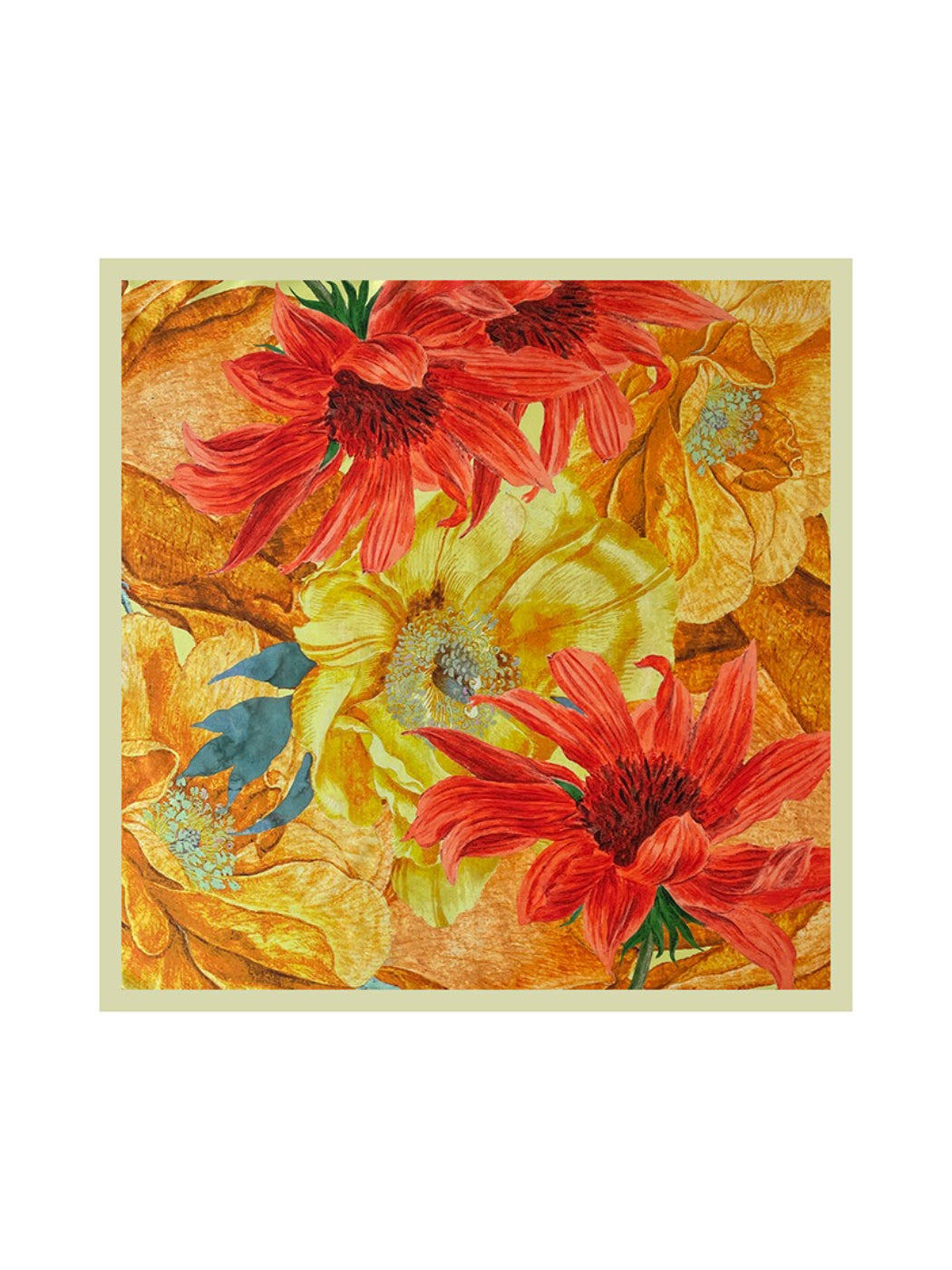 Scarvii - Bold Floral Print Square Scarf