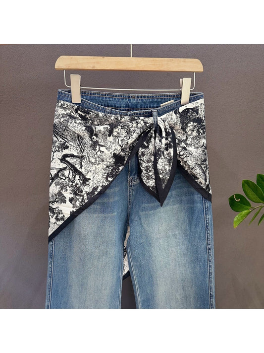Scarvii - Printed Solid Color Border Triangle Bandana